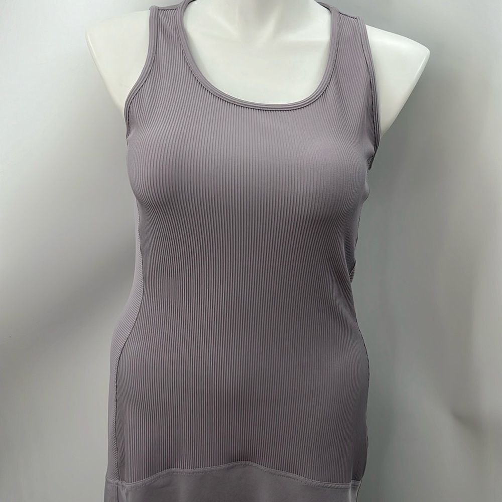 Athleta large lilac athletic fitted ribbed dress